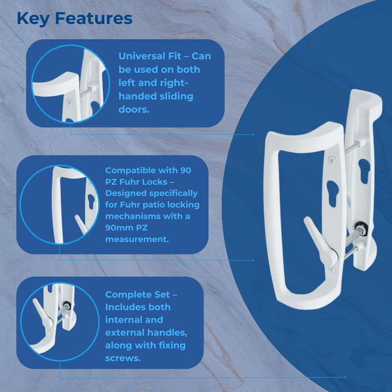 uPVC Fuhr Sliding Patio Door D Handle 90pz - Inline