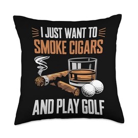 I Just Want To Smoke Cigars and Play Golf Retirement Plan Throw Pillow
