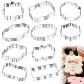 10Pcs Cookie Cutters, Stainless Steel Plaque Cookie Cutter with 10 Shapes, DIY Cookie Molds, Metal Cookie Cutters For Cookie Wedding Baking Decoration Birthday Holiday Party