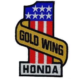 Honda Gold Wing USA Flag Number 1 Embroidered PATCH  |2PC  iron On Sew on 4"