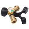 2 Way Propane Gas Splitter Brass POL to Qcc1 Y