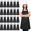 JaGely 24 Pack Adjustable Bib Apron with 2 Pockets Black