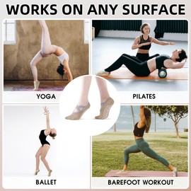 Minmex Yoga Socks, Ballet, Pilates, Non-slip, Women’s Yoga Suit Socks, Breathable, Durable, Antibacterial, Deodorization, Women’s Yoga Wear, Ballet, Sports, Daily Life, 1 Pair (One Size), Khaki