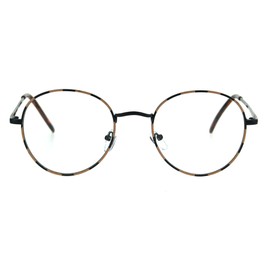Classic 90s Metal Rim Round Clear Lens Eye Glasses Frame