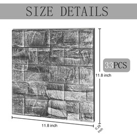 33 Pcs 3D Wall Panels Peel and Stick, 7mm Printable Faux Brick Wallpaper Sticker,3D Wall Panel Foam Brick Wallpaper,Decorative Waterproof Self Adhesive Tiles