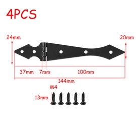 HEVSTIL 4PCS 4 inch Gate Hinges,Heavy Duty gate Hinges,Wood Gate Hinges Black Tee Hinges for Wooden Fence, Yard Gate for patios, barn Doors, Yard gate,with Screws, Black