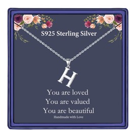 Hidepoo S925 Sterling Silver Initial Necklaces for Women, Dainty Sterling Silver Initial Necklace Gifts Alphabet H Pendant Initial Necklaces Jewelry Birthday Gifts Tiny Letter Necklace Jewelry Gifts