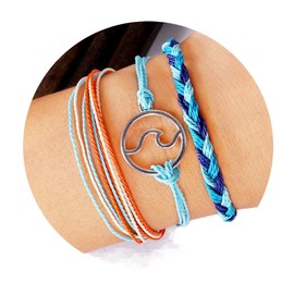 Aijian Wave Bracelet Adjustable Friendship Bracelet Boho Woven Bracelet Handcrafted Jewelry (d-Orange)
