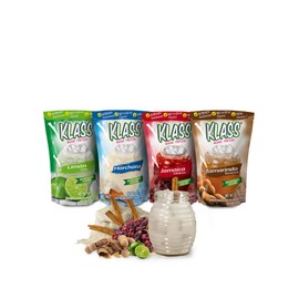 Klass Aguas Frescas | Drink Mix Mexican Variety Pack | Horchata Limeade Hibiscus & Tamarind Drinks | Flavors From Natural Sources, No Artificial Flavors, With Vitamin C (Makes 7 to 9 Quarts) 14.1 Oz Family Pack (4-Pack)
