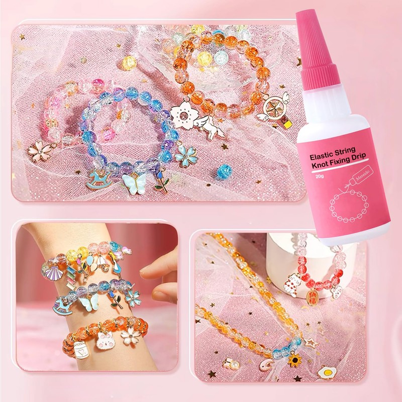 8 Pack Elastic String Knot Fixing Drip, Clay Beads Bracelet