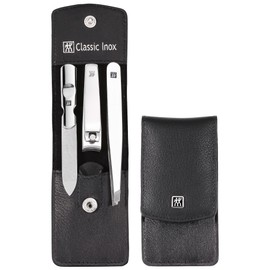 ZWILLING Genuine Leather 3 Piece Manicure Set with Press Stud - Black