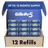 Gillette5 Mens Razor Blade Refills, 12 Count, Lubrastrip for a