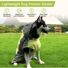 Dog Raincoat,Dog Waterproof Jacket,Reflective Dog Jacket with Hoodie,Lightweight Dog Poncho Slicker,Dog Rain Coat for Medium Large Dogs (Green, Medium)