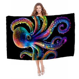 ZABAOBO Microfiber Octopus Beach Towel,Funny Octopus Lightweight Beach Towels for Women Adults Girls Men,Funny Bath Towel Gifts for Swim Surf 80X160 cm