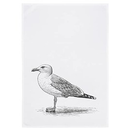 WESTCRAFT Maritime Tea Towels, Funny Sayings / Kitchen Towel - Dish Towel Vintage Kitchen Decoration Made of 100% Cotton 50 x 70 cm (Seagull White)