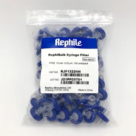 As One RJF1322NH PTFE Syringe Filter, 0.22μm/φ0.05 inch (13 mm) /1-1512-01