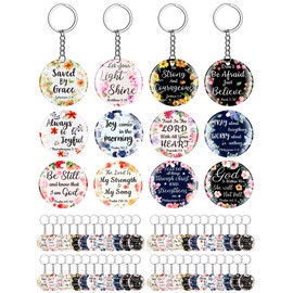 Janmercy 120 Pcs Acrylic Christian Keychain Floral Bible Verse Keychain Religious Scripture Gifts Jewelry Gifts for Women Men(Bright, Bright)