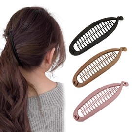 Pack of 3 Banana Clip, Banana Clip, Hair Banana, Vintage Fishtail Hair Clip, French Banana Hair Clips, Curly or Straight Hair, Clip Ponytail Holder for Women