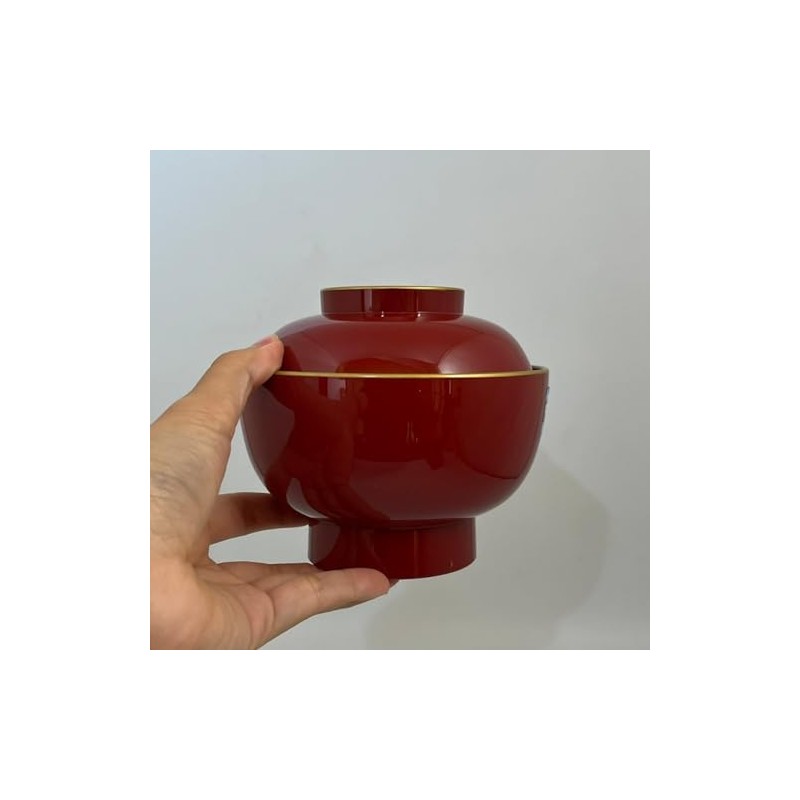 Mitani M13758-3 Yamanaka Lacquer Yanaka Paint, Red Coating, Boiled Bowl,