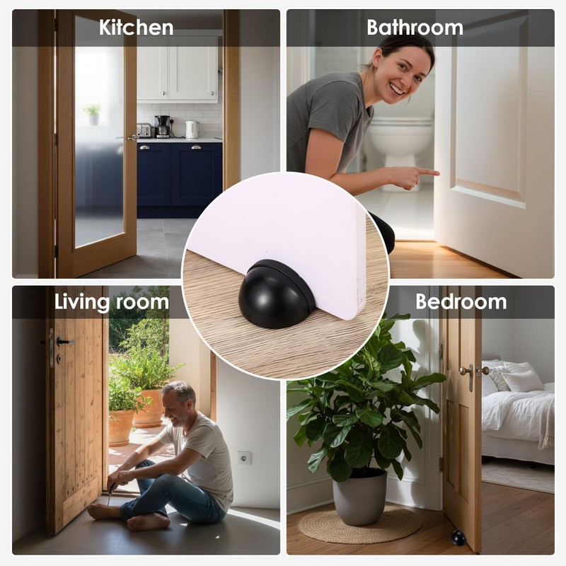 MorningRo 2 Pcs Self Adhesive Door Stoppers, Stainless Steel Floor