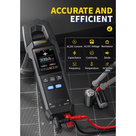 【Newly Upgraded】 FNRSI DMC-100 10000-Count True RMS Clamp Meter, 600A AC/DC Current & 750V Voltage Tester, NCV Detection, Temperature, Color Screen with Waveform, Power Meter, Type-C Rechargeable