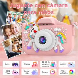 LYBH-HJY Juguete de Cámara para Niños, Mini Cámara con Pantalla a Color 2.0 IPS HD y Tarjeta de Memoria de 32 G, Adecuada para Niños y Niñas de Años (