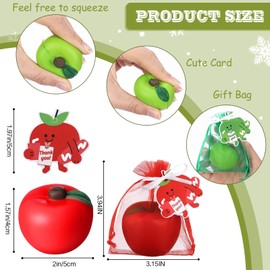Civaner 30 Fruit Stress Balls with Card and Organza Bag Back to School Gifts Red and Green Fruit Stress Relief Balls for Adults Finger Exercise Employee Students Teacher Gifts