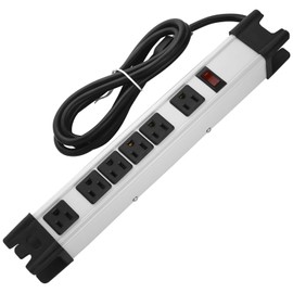 Heavy Duty Power Strip Surge Protector - 6 Outlet Industrial Strip with 15A, 25 FT Cord, 1200 Joules - ETL Listed Grey Metal for Shop, Workshop, Garden