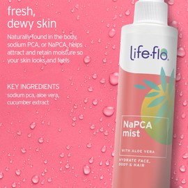 LIFE-FLO NaPCA Hydrating Mist for Skin Care and Hair Care - w/Sodium PCA, Aloe Vera Gel - Face Moisturizer, Makeup Setting Spray, Refreshing Hair and Body Mist, All Skin Types - 60-Day Guarantee, 8oz