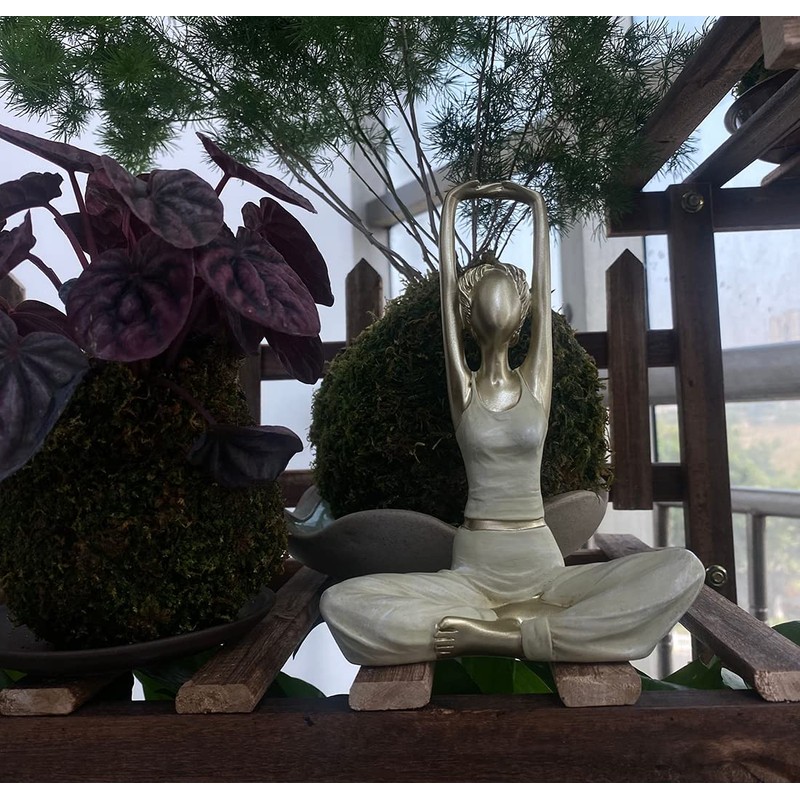 Artgenius Art Abstract Yoga Figurine Statue,Home Decorative Girl Yoga Scuplture