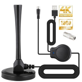 Antena de TV Digital, 4K 1080P Antena de HDTV con Amplificador de Señal Excelente Rendimiento para TDT Digital y señales de TV Analógicas Recepción de Largo Alcance hasta 180 Millas