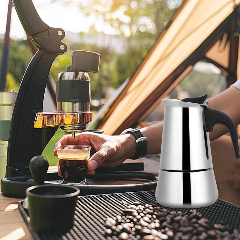 Jerliflyer Percolator coffee pot electric,stainless steel wide bottom moka espresso