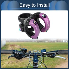 INFINAUTO Mountain Bike Stem Short Handlebar, 31.8mm Stem 40mm, Bicycle Road Bike MTB BMX Fixie Gear Cycling, 0-Degree Rise Cycles Short Stem, Black Purple, 1Pc