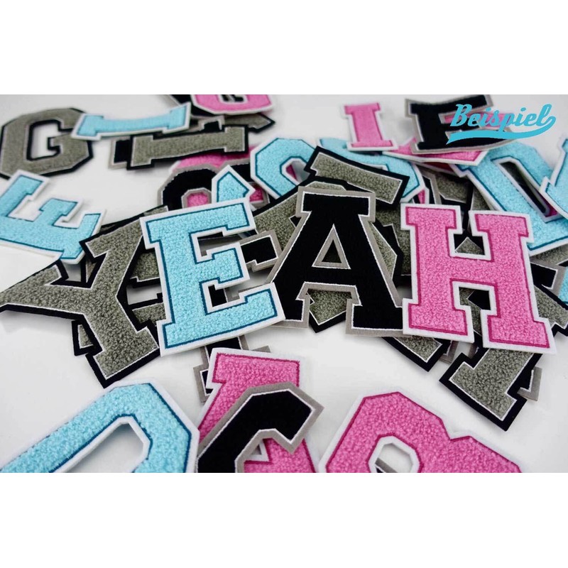 Terry Cloth Letter A-Z | Black, White, Grey | 9.5