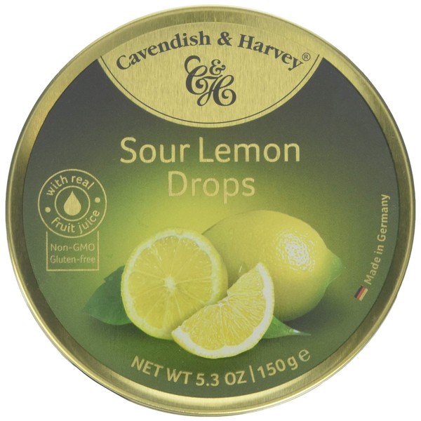 Cavendish & Harvey | Sour Lemon Hard Candy Drops | 5.3 Ounce Tin - 3 Pack