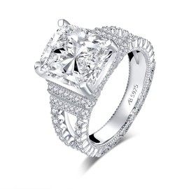 AINUOSHI 5 Carat Cushion Cut Cubic Zirconia CZ Vintage Promise Wedding Engagement Rings for Women Sterling Silver, Ring Sizes 5 to 8 (rhodium-plated-silver, 10)