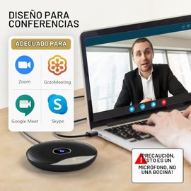 TONOR Micrófono de Conferencia USB, Mic Condensador de computadora omnidireccional, Micro de 360° con botón de Silencio para reuniones en línea, Llama