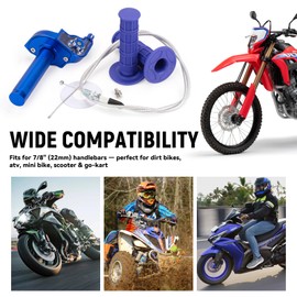 XINGWU Mini Bike Throttle Kit Universal 7/8" 22mm CNC Quick Action Twist Throttle with Cable Throttle Assembly for CRF KLX SSR TTR 50cc-250cc Dirt Pit Bike Mini Bike ATV Motorcycle (Blue)