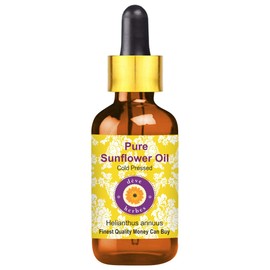 Deve Herbes Pure Sunflower Oil (Helianthus Annuus) with Glass Dropper Natural Therapeutic Grade Cold Pressed 30 ml (1 oz)