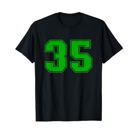 Number #35 Green Sports Team Varsity Number T-Shirt