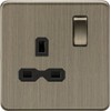 Knightsbridge 13A 1G DP Switched Socket - Antique Brass