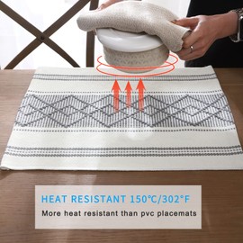LUFEIJIASHI Elegant Thick placemats for Dining Table Decor Farmhouse Heat Resistant Table Place mats Set of 4 Quality Woven Cloth Placemats Washable Dinner mats (Grey, 4)