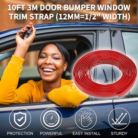 TUCKBOLD Car Truck Window Trim Strip 1/2" 12mm Width 10Ft 300cm Self Adhesive Scratch-Proof | Universal Exterior Interior Bumper Door Body Side Decorative Sticker Gloss Red 1 Set