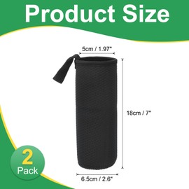 YELARXI Neoprene Water Bottle Sleeves, Water Bottle Carrier Textured Insulators Beverage Bottle Can Sleeves Covers with Strap, 3 in Fit for Hiking Cycling Camping Travel (2 Pack, Black)