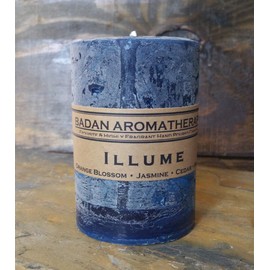 Badan Illume - Jasmine,Orange Blossom Scented Pillar Candle, Blue (3x3.5)