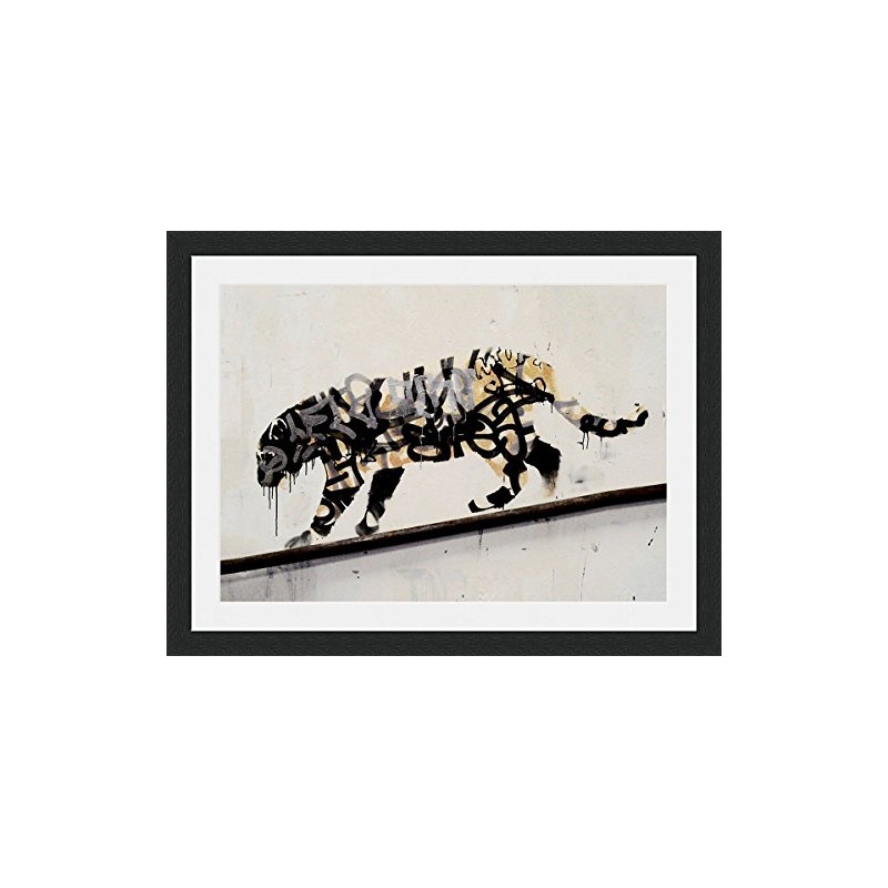 Banksy Tiger - Framed & Mounted - 40x30cm - Black