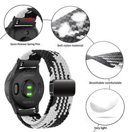 Issinlky Braided Nylon Strap for Garmin Venu 2S/Venu 3S/Vivomove 3S/Vivoactive 4S, 18 mm Elastic Bracelet for Fossil Ladies Gen 6/Gen 5E/Venture HR Gen 4/Gen 3/Withings Steel HR 36 mm