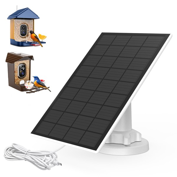 Solar Panel Charger for Bird Feeder Camera, Type-C Plug, IP65