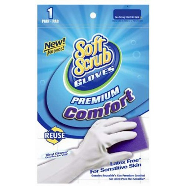 Soft Scrub 12613-26 Premium Comfort Household Gloves, Large, White