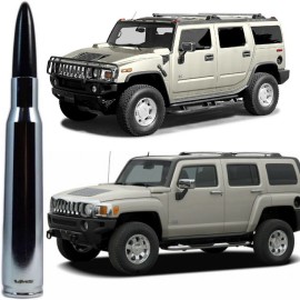 VMS RACING Chrome with Black Tip Bullet Antenna for Hummer H2 and H3 Billet Aluminum
